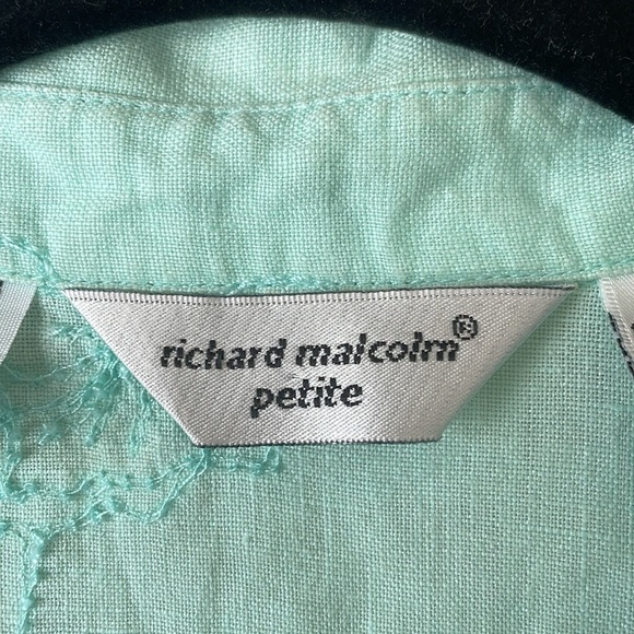 Irish Linen Richard Malcolm Embroidered Sleeveless Blouse Top W’s PS Beach Tank - Picture 3 of 12